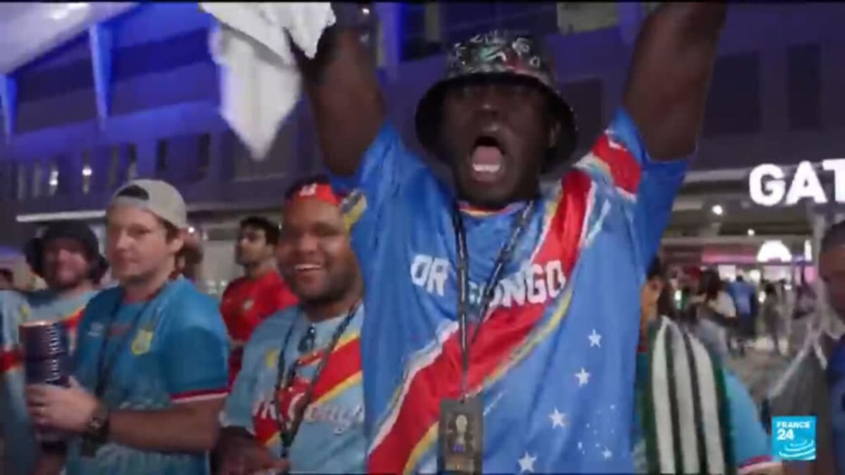 DR Congo football team celebrating their historic World Cup knockout stage qualification victory