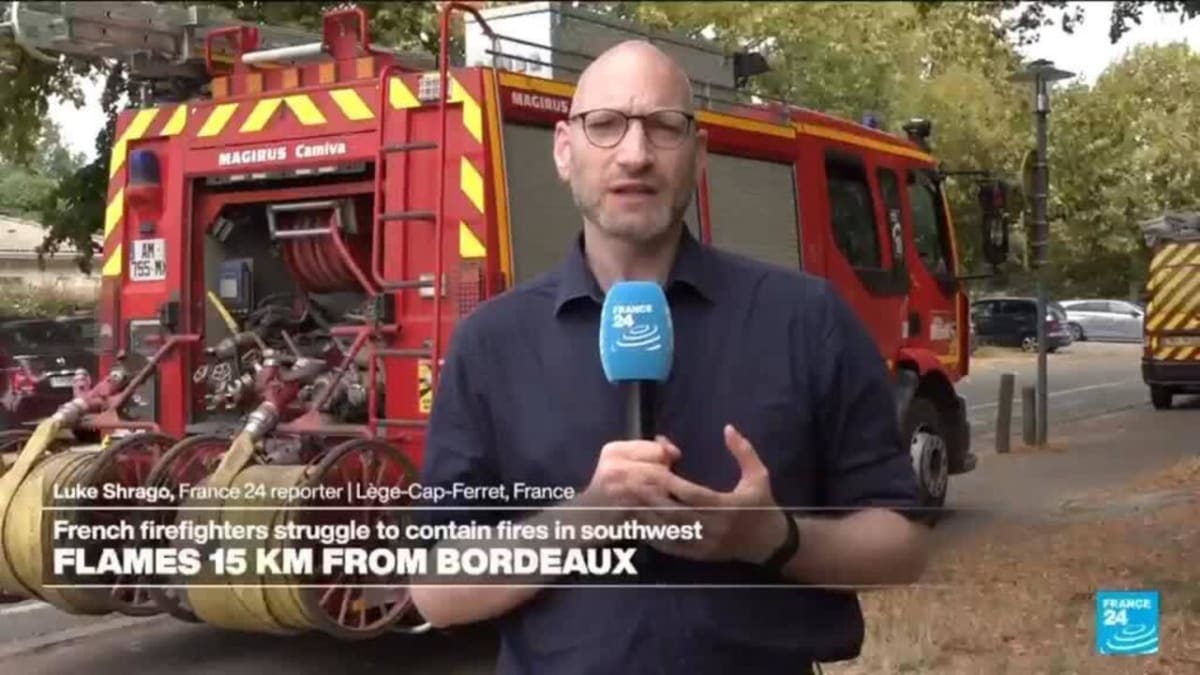 French farmer drives water tanker truck toward wildfire smoke to help supply firefighters