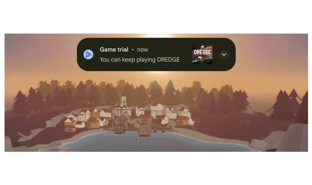Smartphone screen showing Google Play store Game Trials try button feature