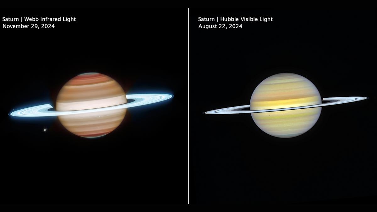 Webb and Hubble Team Up for Stunning Saturn Views