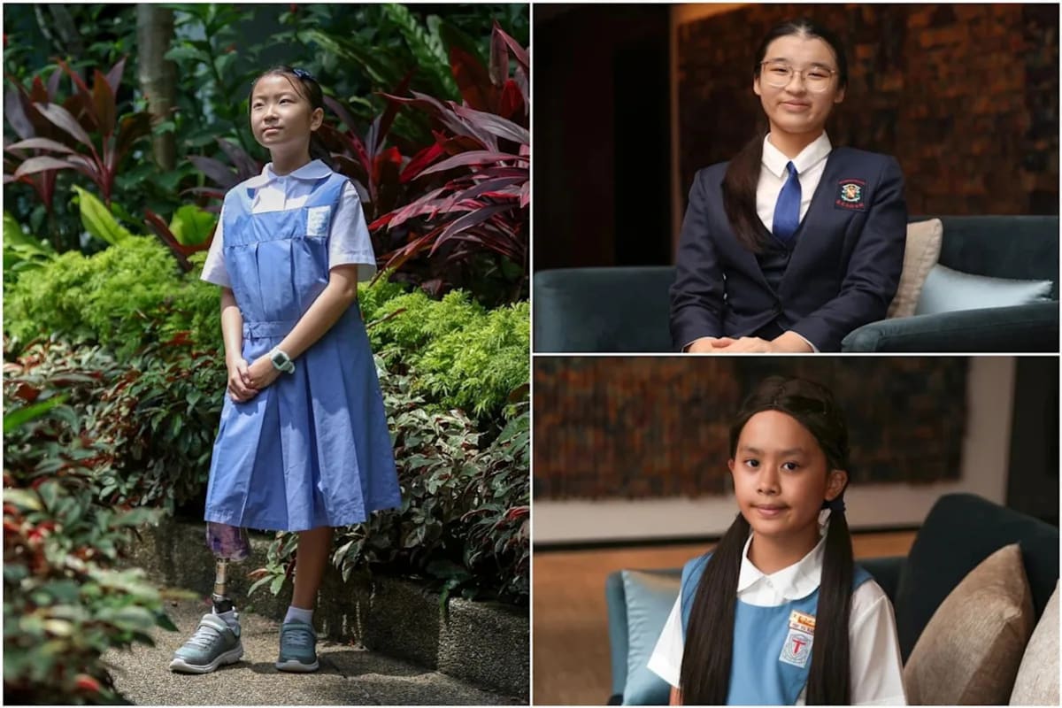 Twelve-year-old Debbie Ong En Yu smiling at award ceremony in Singapore