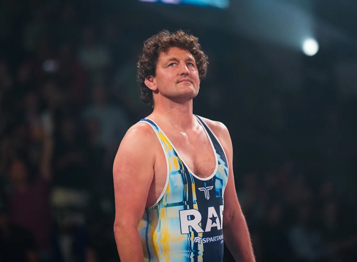Ben Askren competing in wrestling match at Real American Freestyle 11 in Milwaukee