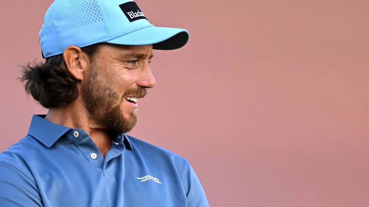 Tommy Fleetwood acknowledging cheering crowd at Royal Birkdale golf course during The Open Championship