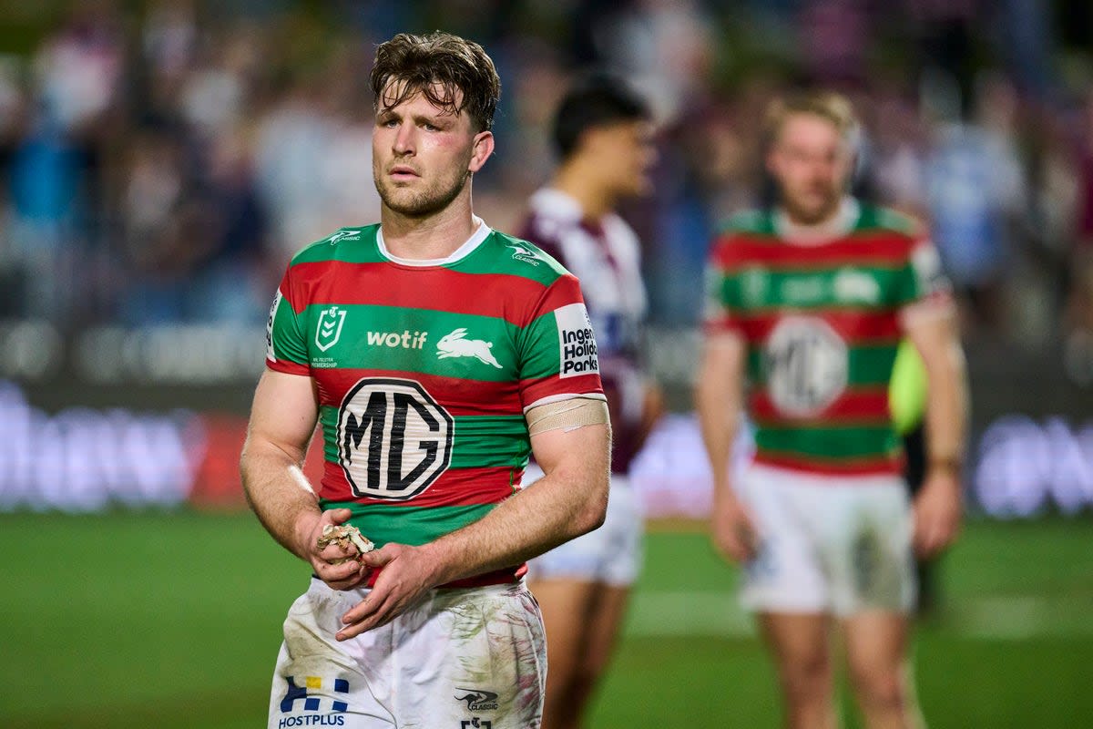Jai Arrow in South Sydney Rabbitohs rugby uniform during professional match play
