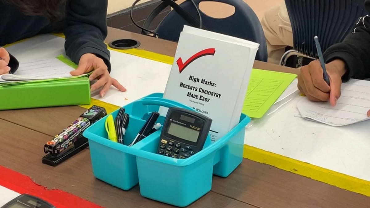 New York high school students working together on classroom projects and learning activities