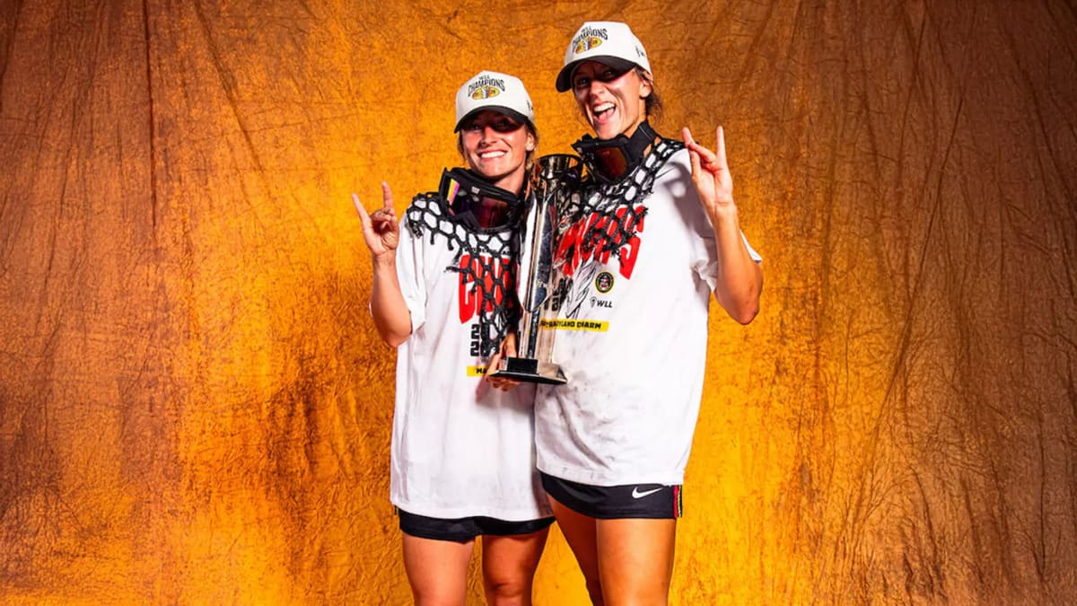 Maryland Charm lacrosse players celebrating their historic first Women's Lacrosse League championship victory