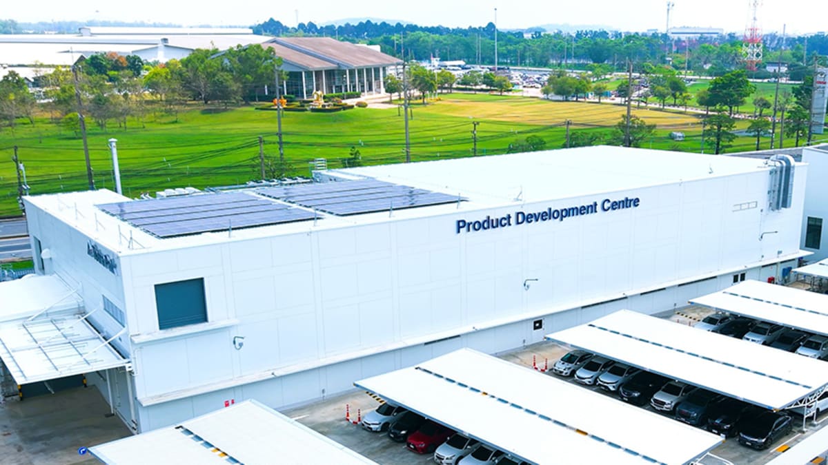 Modern Tetra Pak food innovation center building in Rayong, Thailand with company signage