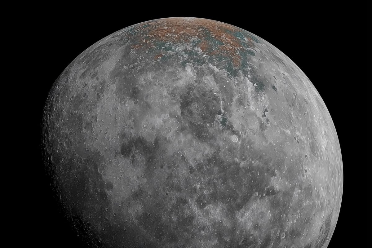 Artist's rendering of dark rocky exoplanet resembling Mercury with cratered barren surface