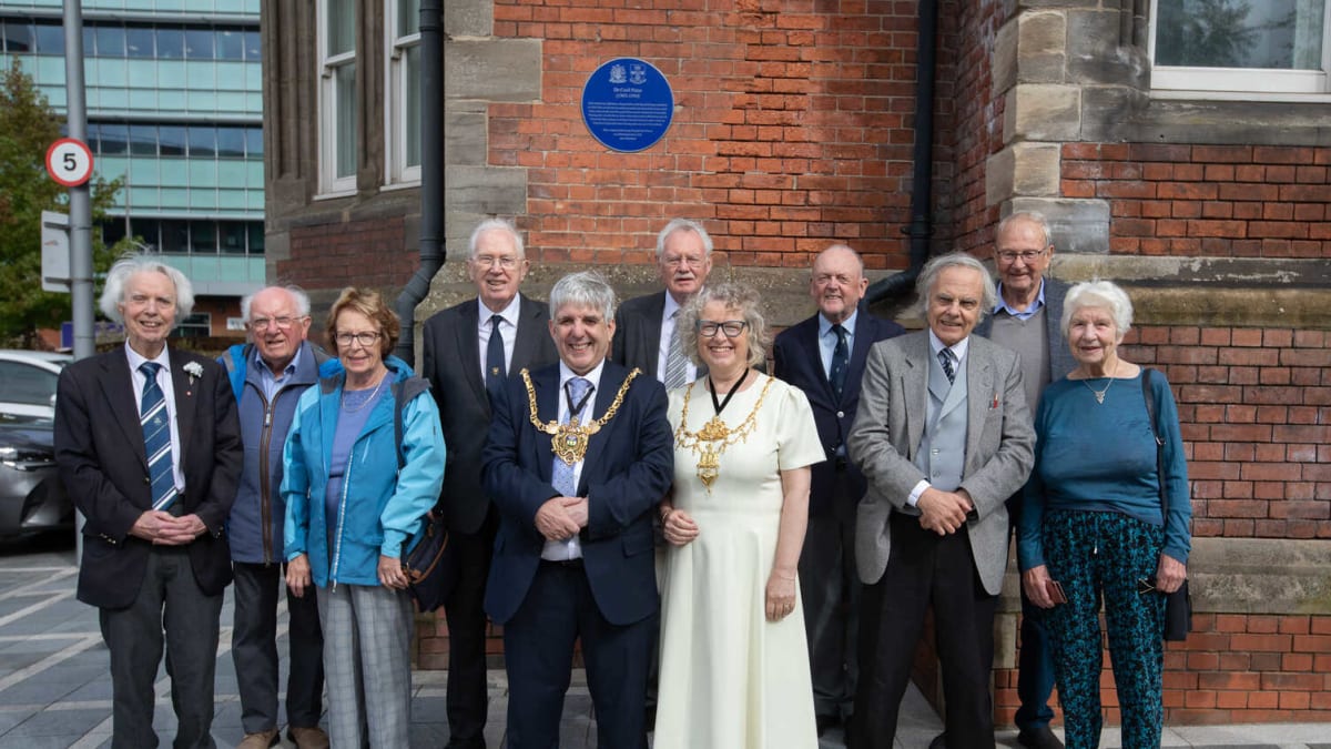 Historic plaque commemorating Doctor Cecil George Paine at Sheffield University's Victorian Jessop Building