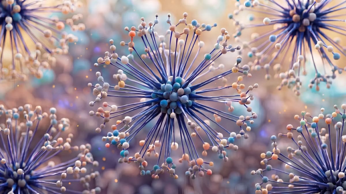Artificial intelligence visualization showing neural networks and molecular structures representing drug discovery collaboration