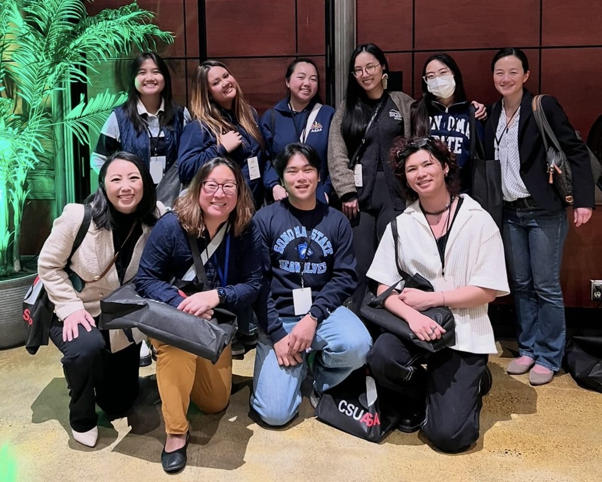 AANHPI Student Achievement Program members and staff gathered together at 2026 CSU summit event