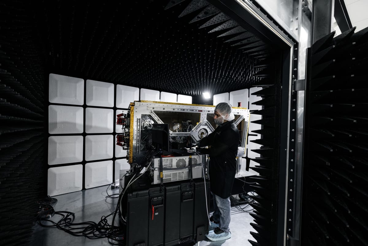 Rocket Lab Lightning satellite with electro-optical sensors monitoring Earth from geostationary orbit