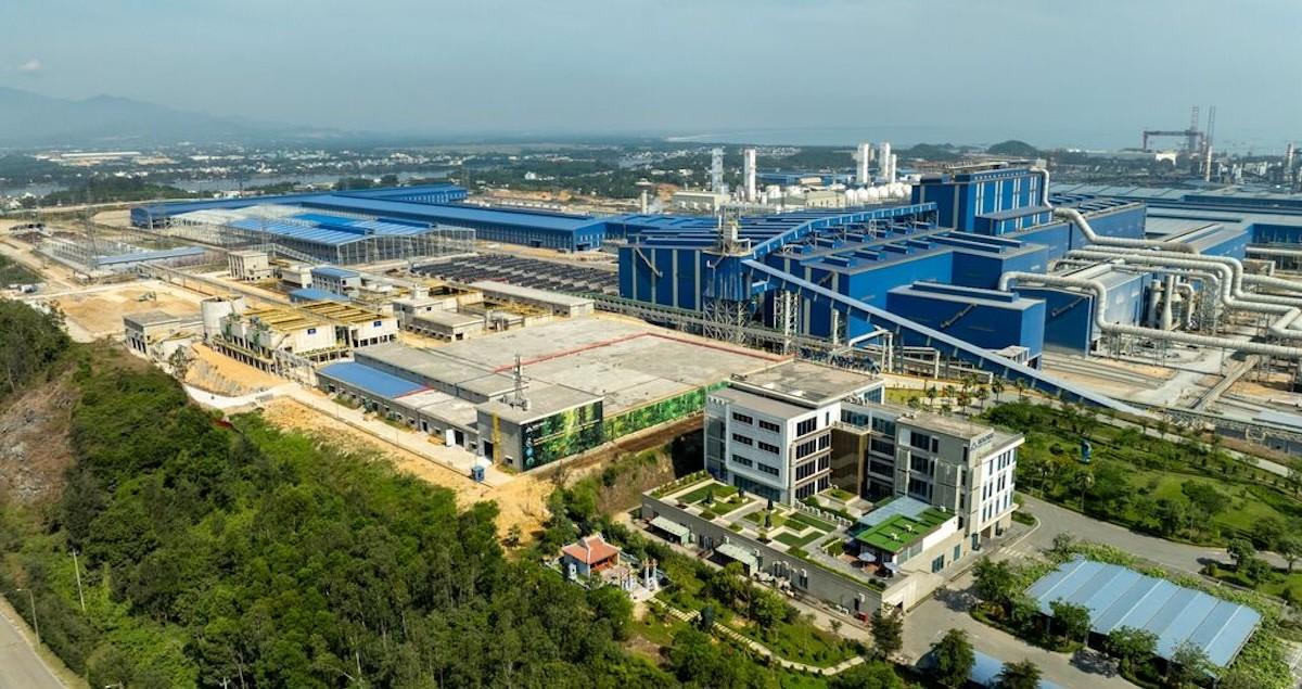 Modern electric arc furnace facility producing sustainable steel in Vietnam's industrial sector