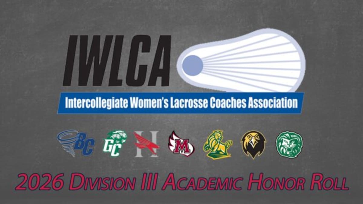** Three Pfeiffer University women's lacrosse players celebrating academic and athletic achievement on campus