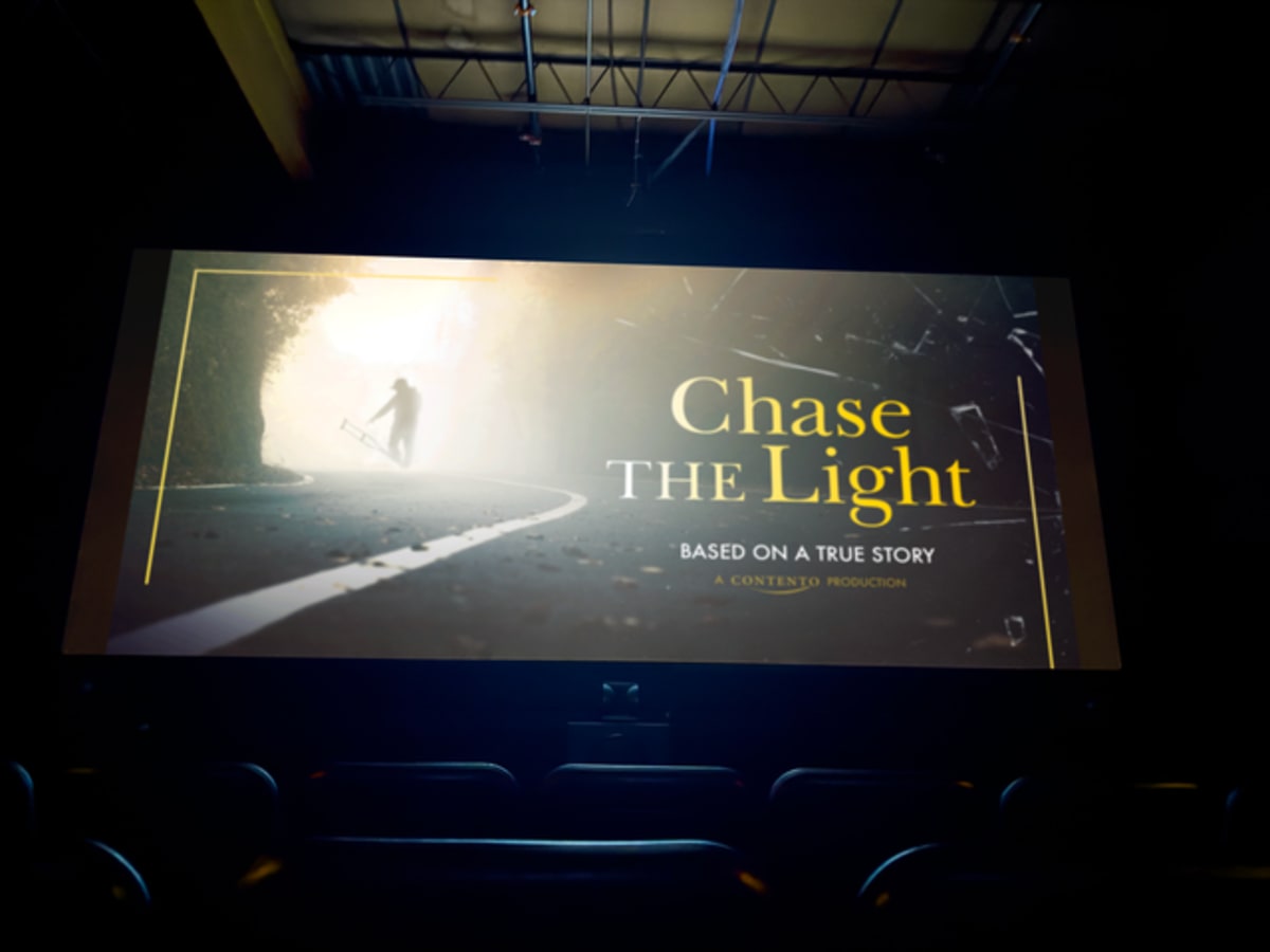 Cesar Perez at screening of his self-produced documentary Chase the Light about accident recovery