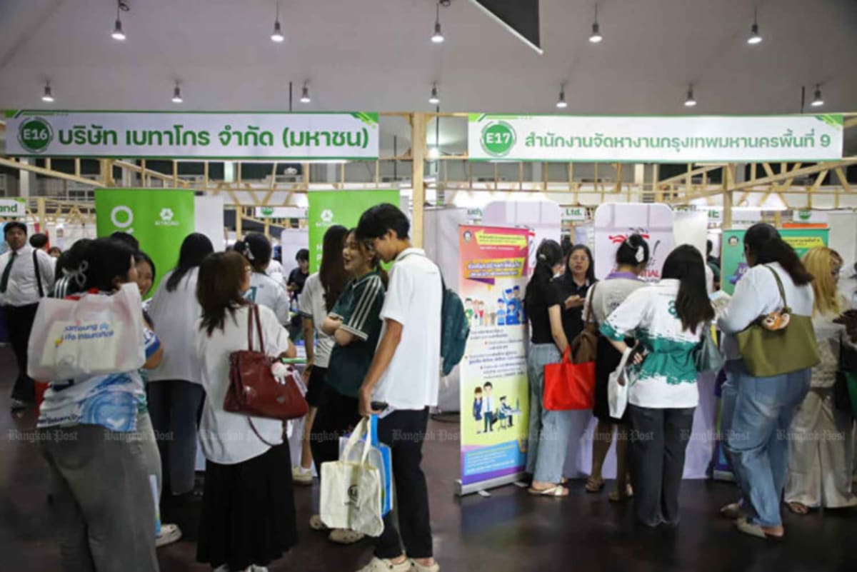 Thai university students collaborating on innovation projects in modern classroom setting
