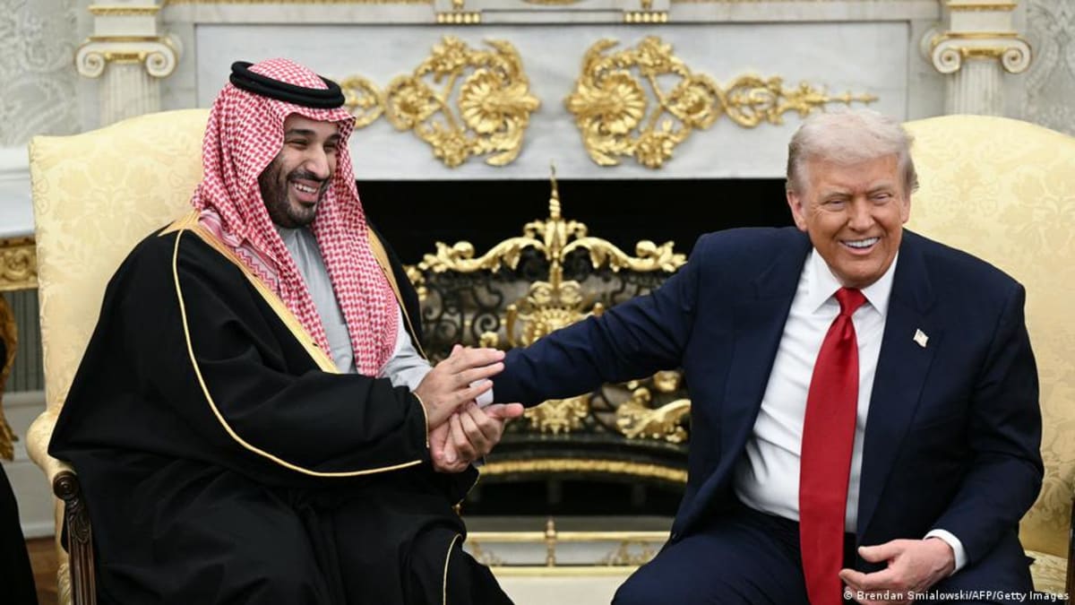 US Energy Secretary Chris Wright and Saudi Energy Minister shaking hands at nuclear agreement signing ceremony