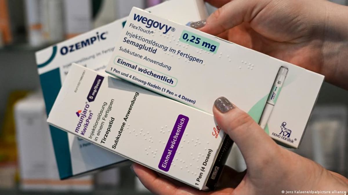 Laboratory research showing molecular structure and weight loss medication development in progress