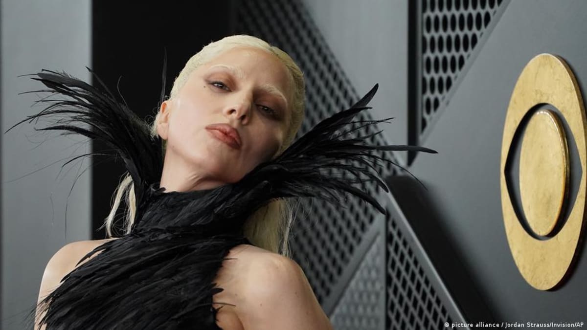 Lady Gaga arriving at the 68th Grammy Awards ceremony in elegant formal attire