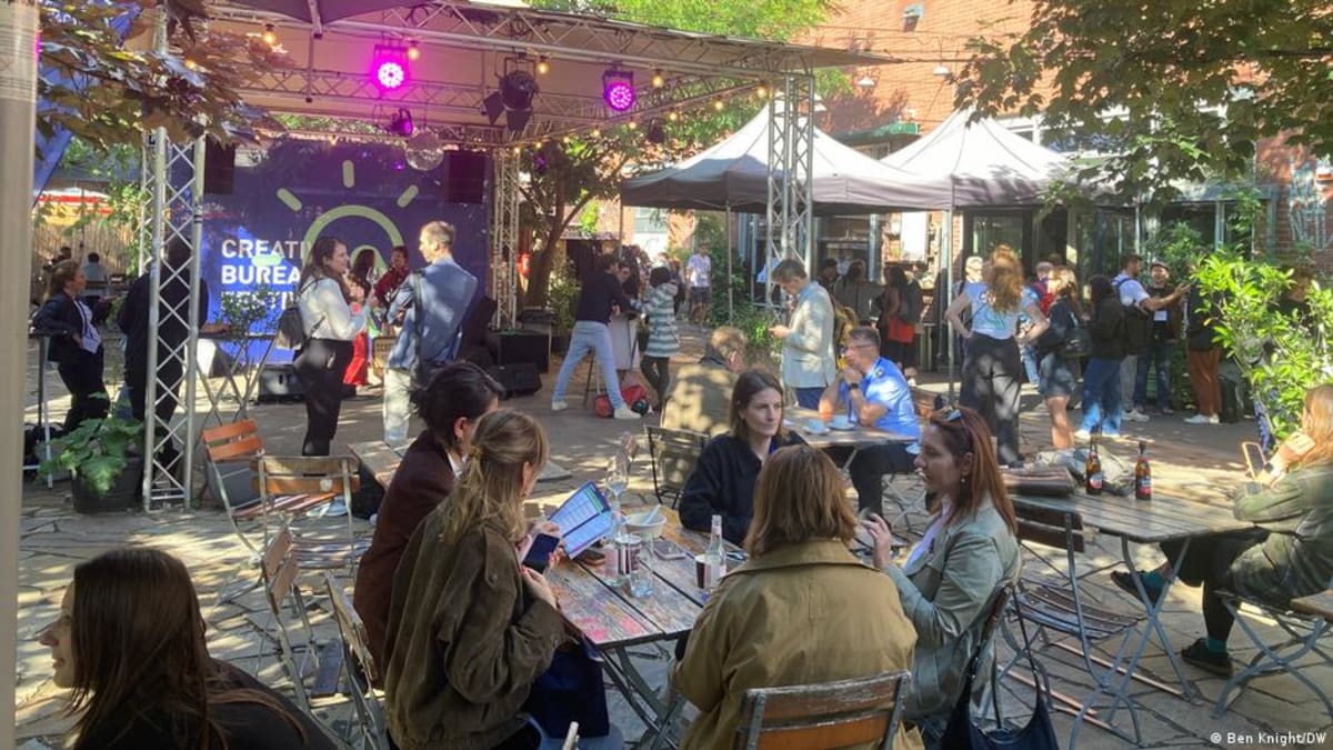 Public service workers gather at Creative Bureaucracy Festival in Berlin's Kreuzberg district venue