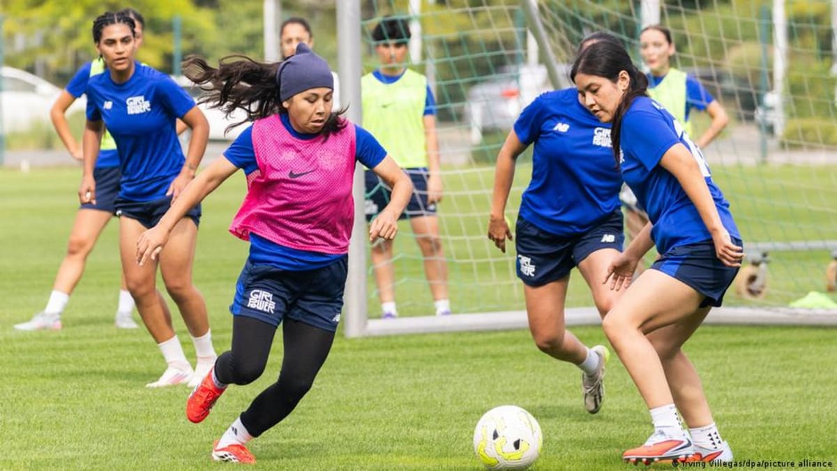 Afghanistan women's soccer team training together at Wolfsburg club facilities in Germany