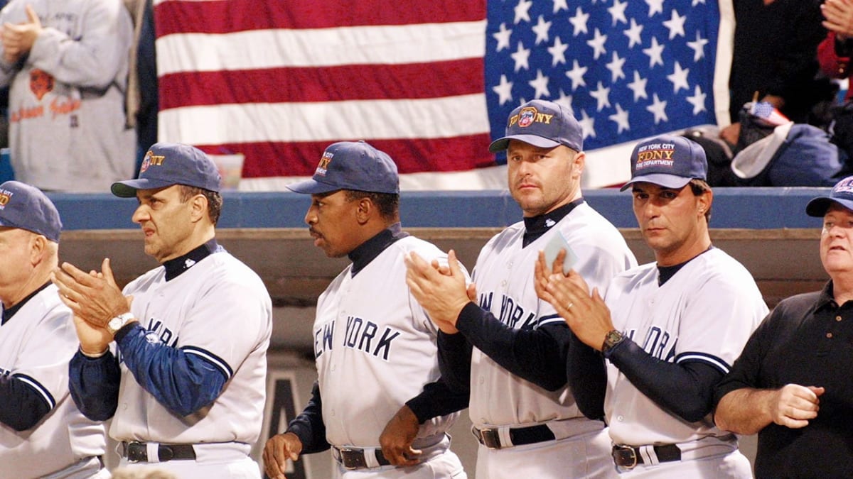 New York baseball fans cheering together at stadium after September 11 attacks