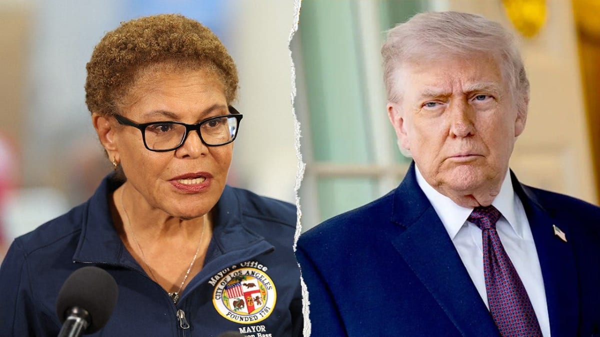 Los Angeles Mayor Karen Bass and officials meeting with President Trump in Oval Office