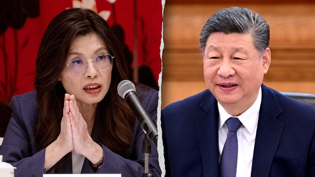 ** Chinese President Xi Jinping and Taiwan opposition leader Cheng Li-wun meeting in Beijing