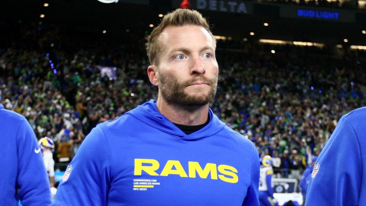 Los Angeles Rams head coach Sean McVay speaking during press conference