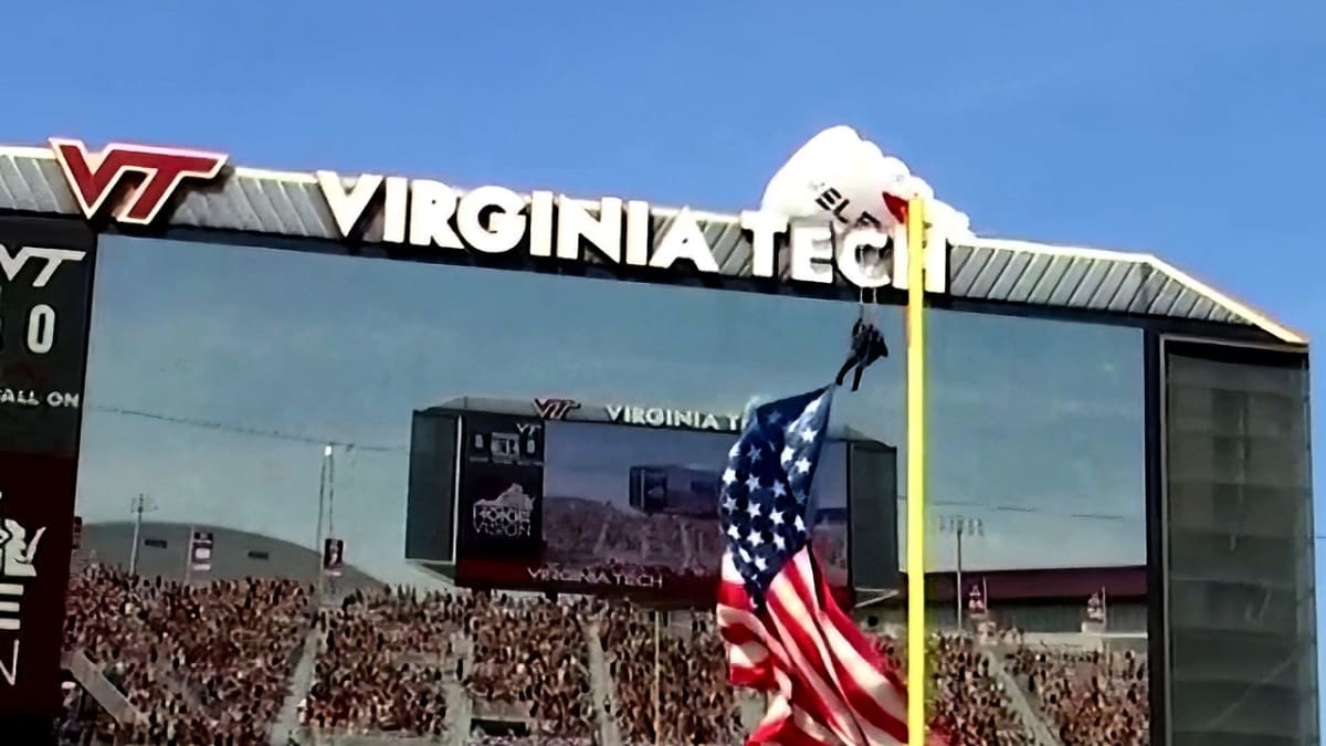 Skydiver Credits Scoreboard for Saving Lives at Virginia Tech
