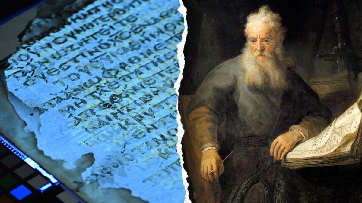 Ancient manuscript page showing faded text recovered using multispectral imaging technology