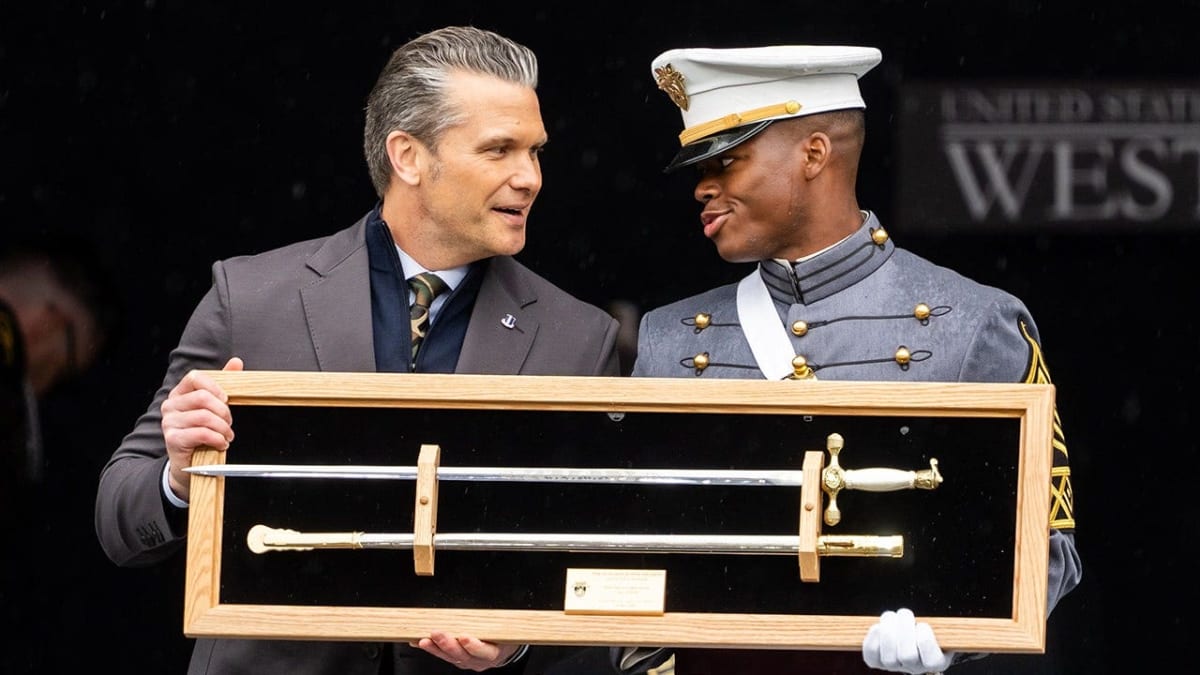 ** U.S. Army Secretary Pete Hegseth speaking at West Point Military Academy graduation ceremony