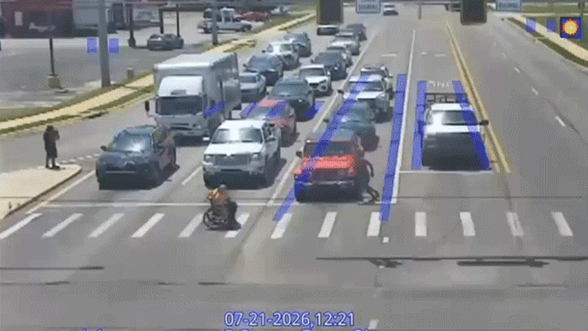 Man in Spider-Man Costume Helps Wheelchair User Cross Street