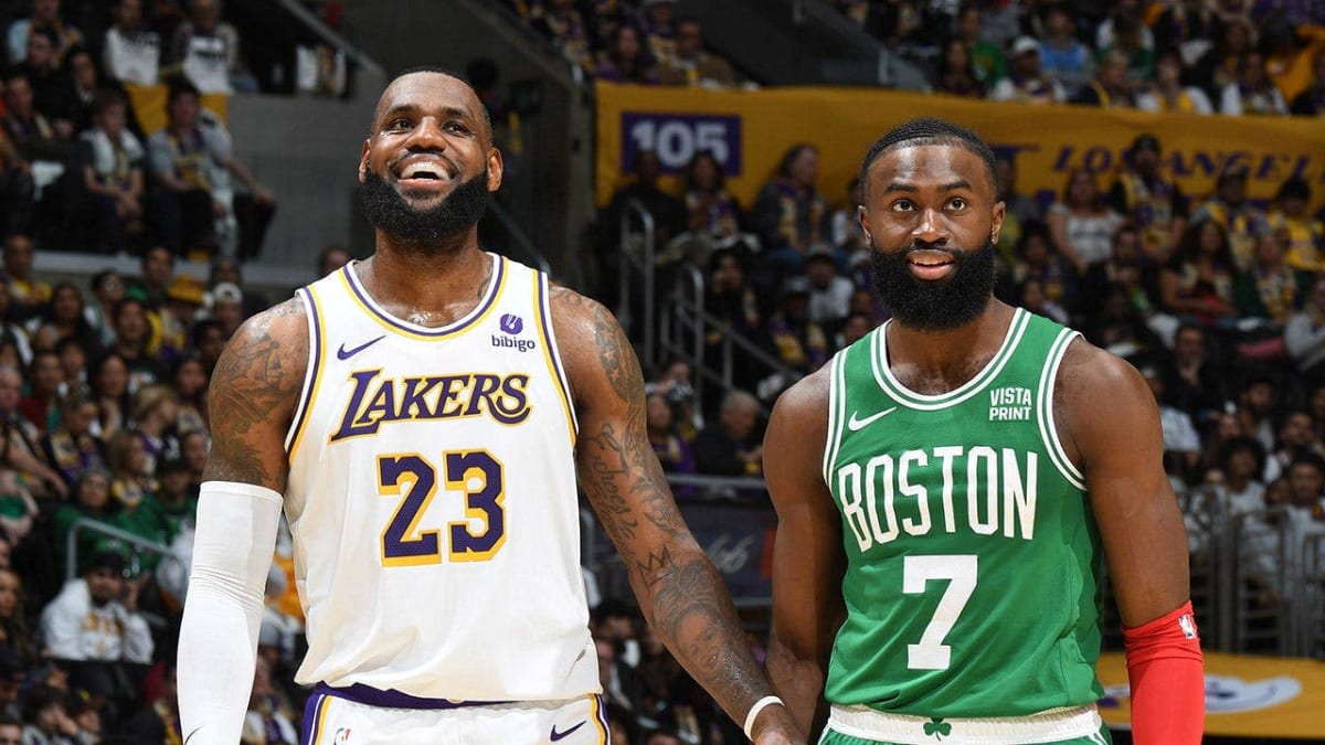 LeBron James in Lakers uniform during 2026 playoff game before joining Philadelphia 76ers