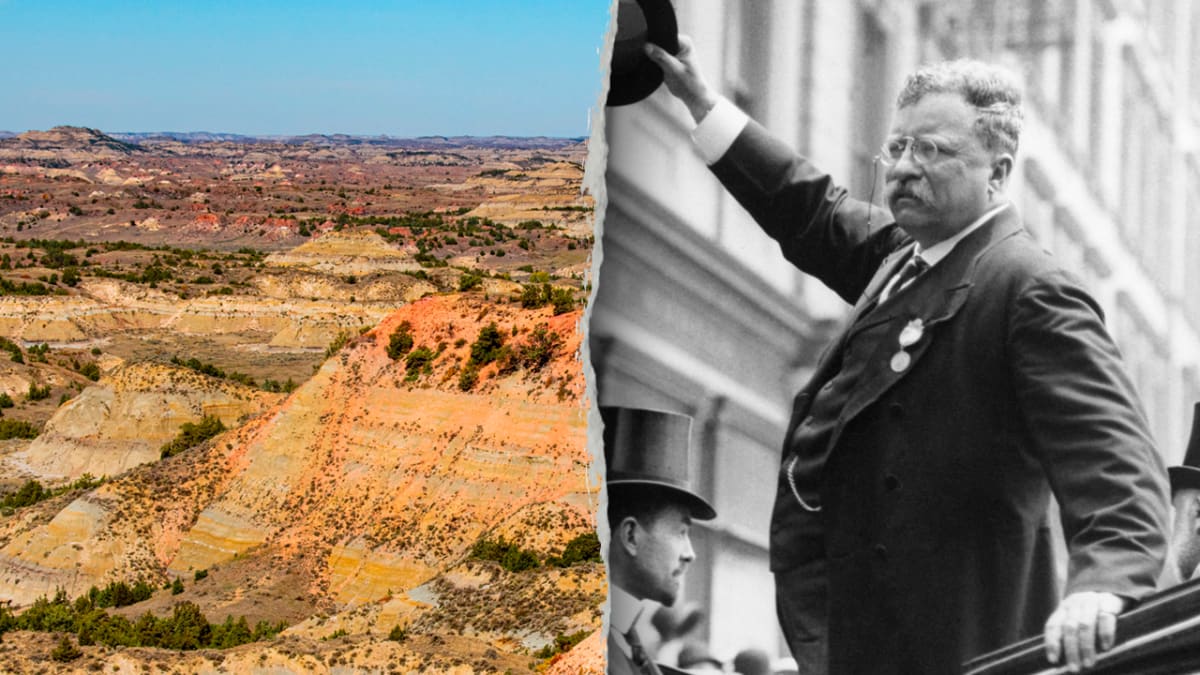 Scenic view of Theodore Roosevelt National Park showing badlands formations and natural landscape