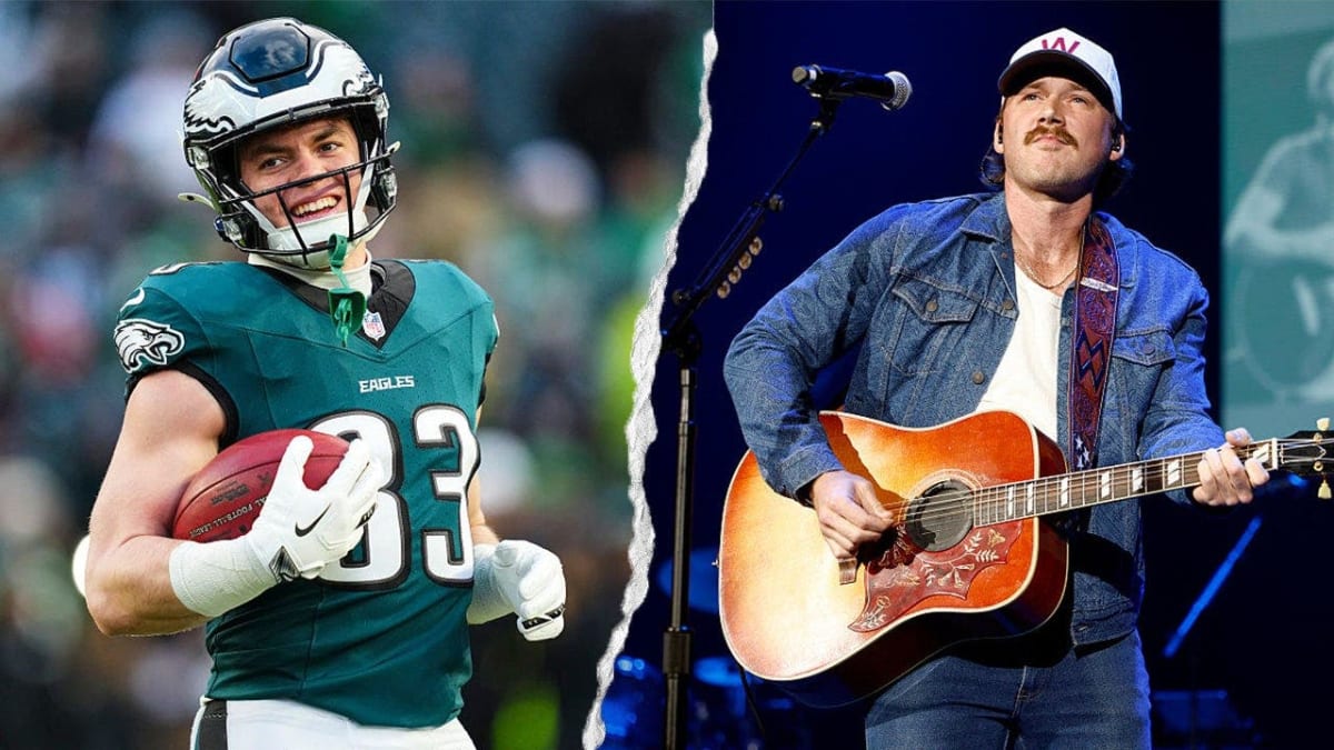 Cooper DeJean and Morgan Wallen walking together at Lincoln Financial Field in Philadelphia