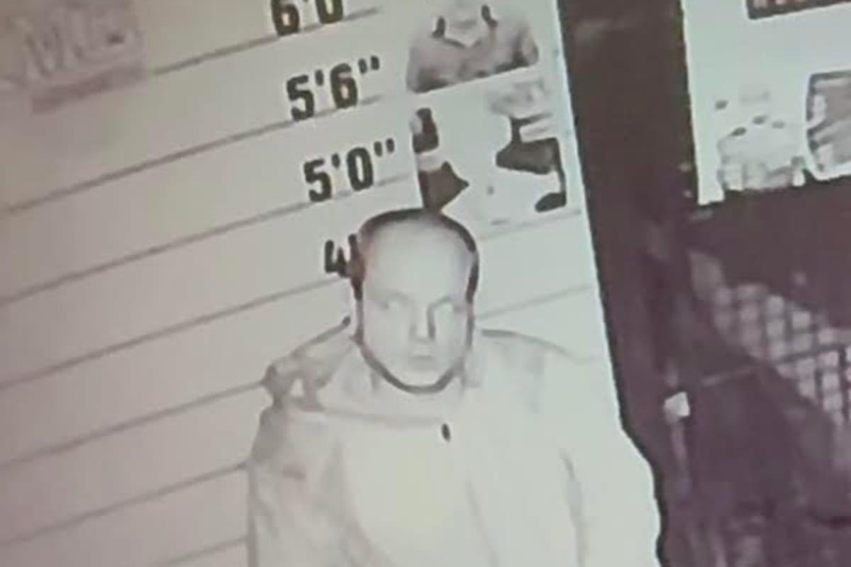 CCTV footage shows intruder standing in front of police mugshot height chart inside True Crime Museum