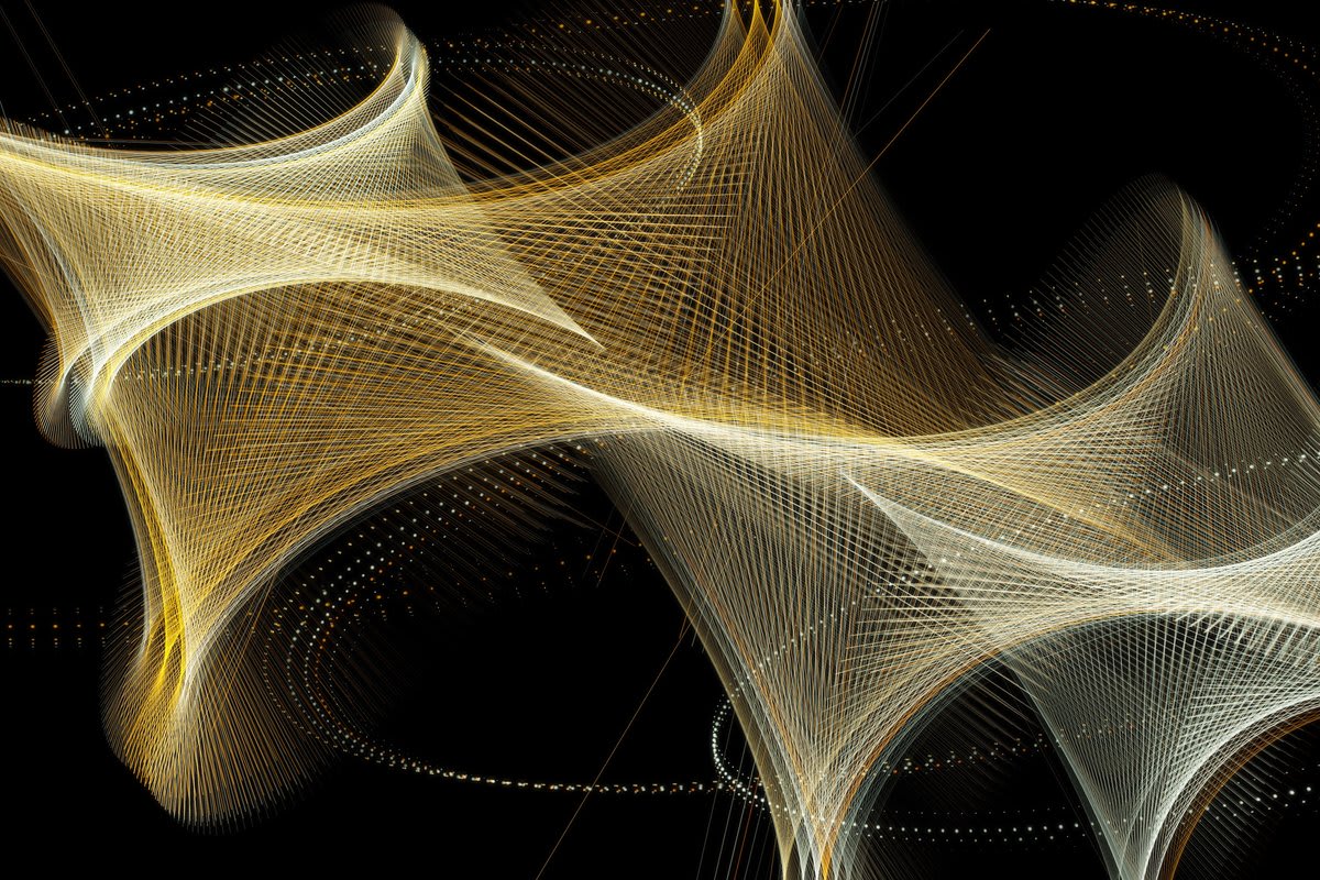 Colorful mathematical equations and geometric patterns overlapping on a chalkboard background