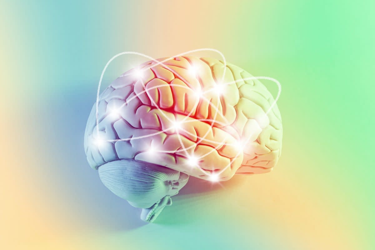 Colorful illustration showing tangled speech bubbles representing how the brain coordinates language production