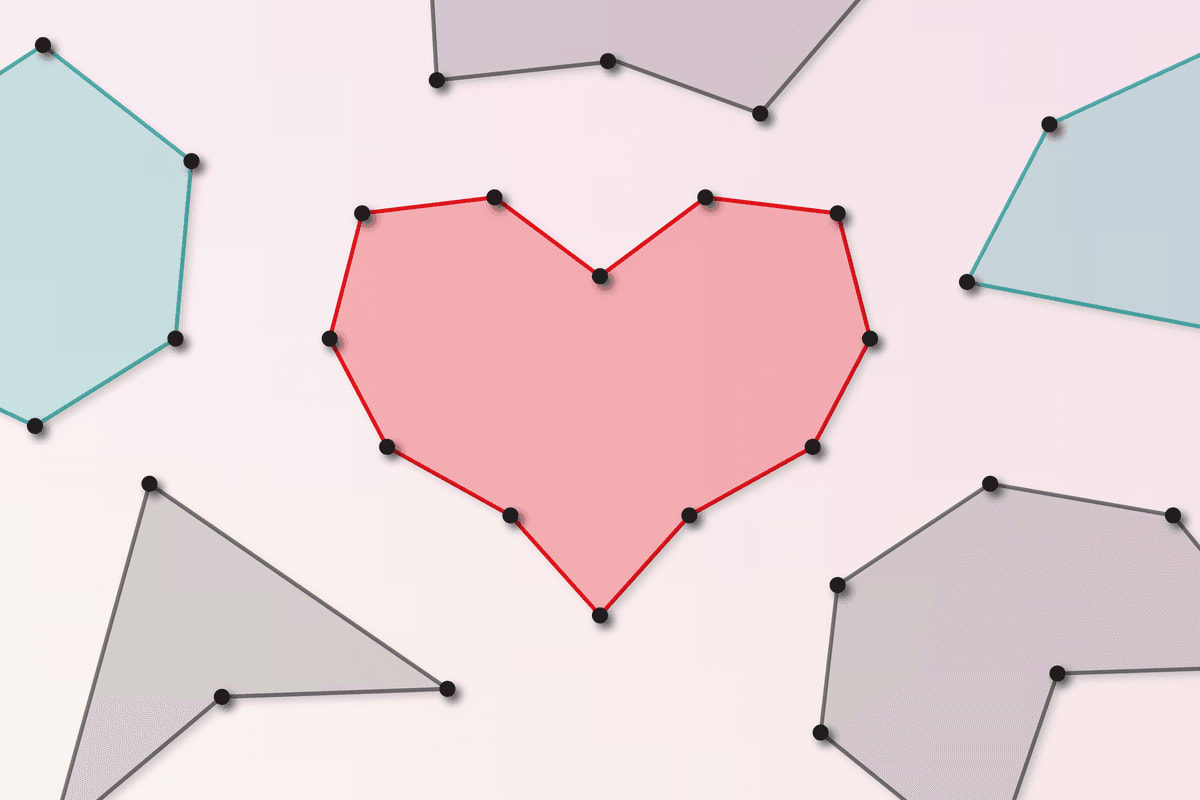 Abstract illustration of dots connected on a page forming geometric shapes and patterns