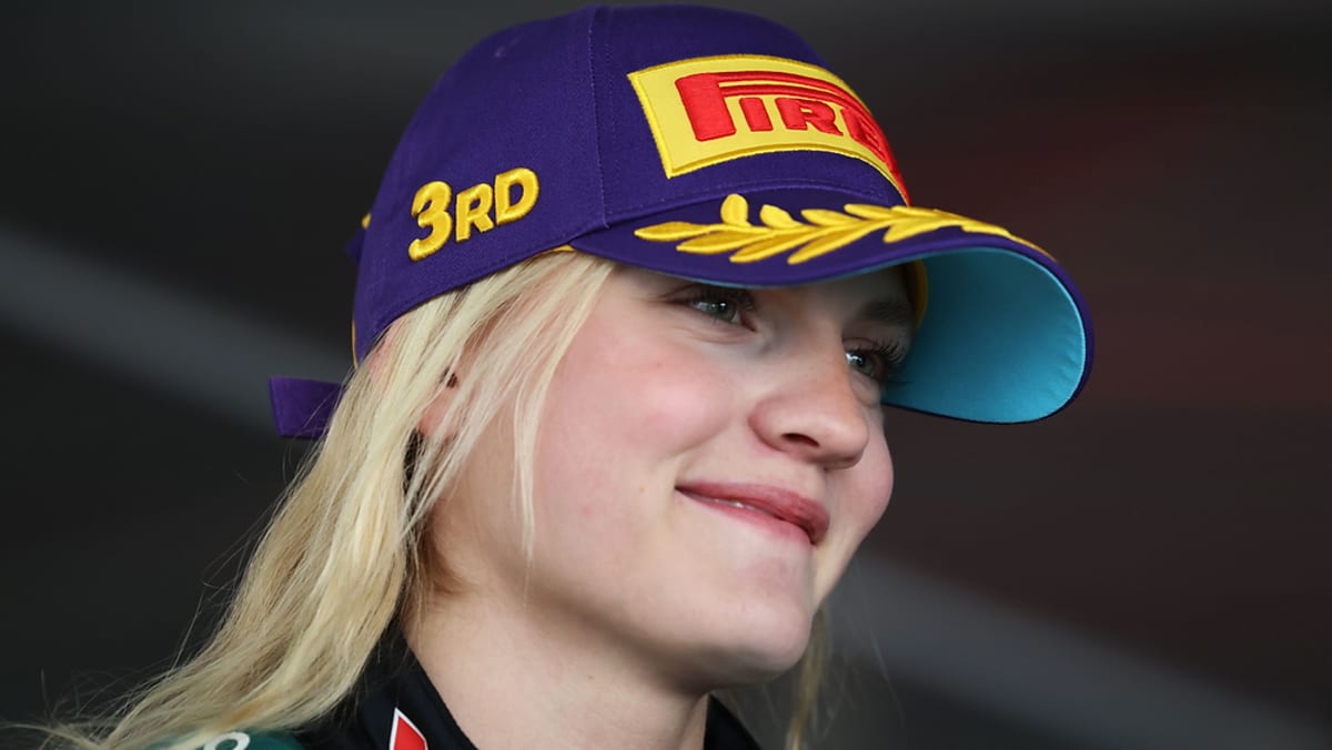 Mathilda Paatz celebrates her first F1 Academy victory on the Montréal podium