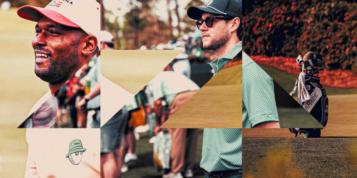 Golf fans watching Masters tournament at Augusta National without phones in hands