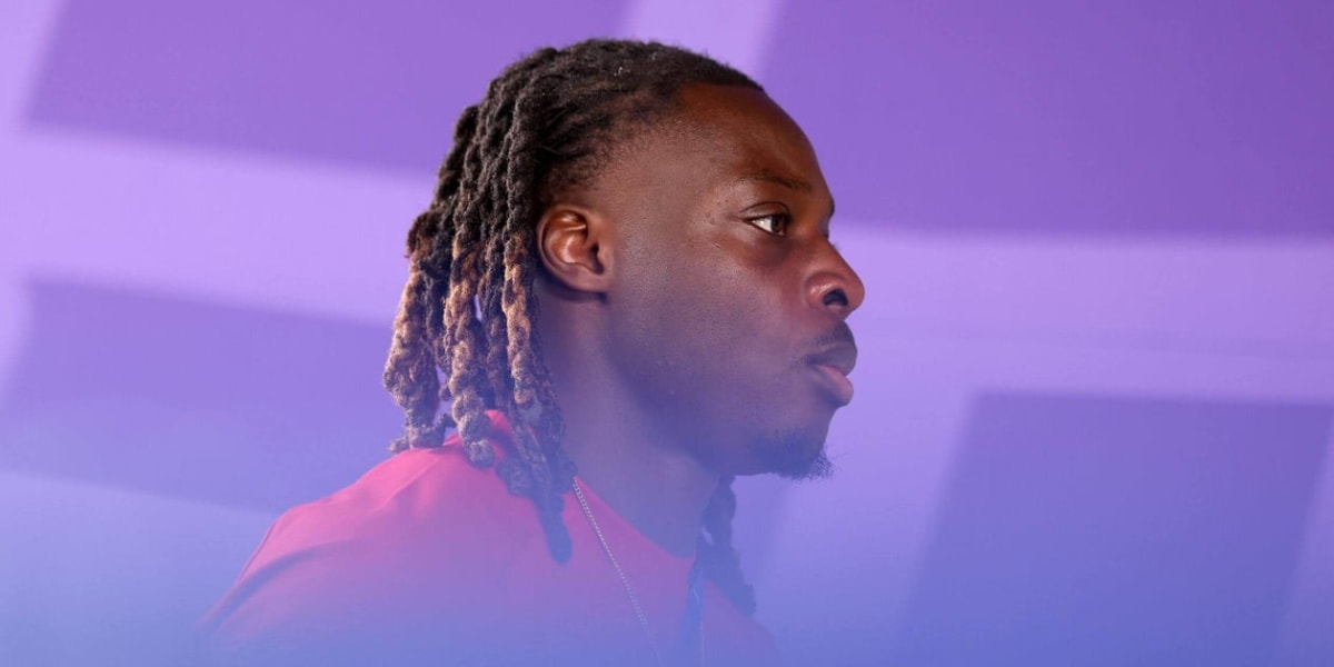 ** Manchester City winger Jeremy Doku dribbling soccer ball during World Cup match for Belgium