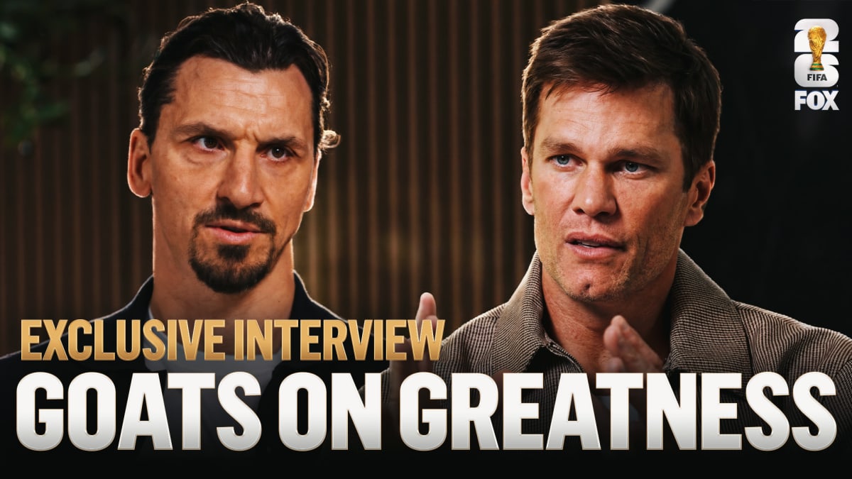Tom Brady and Zlatan Ibrahimović sitting together in conversation about winning mentality