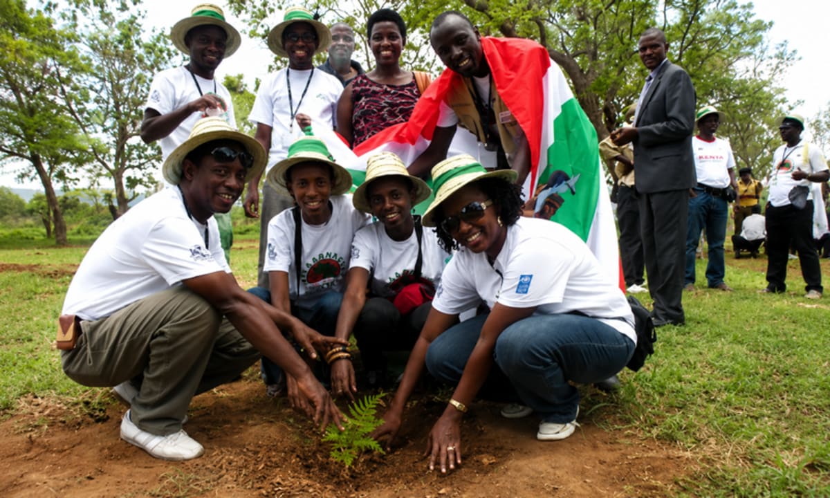 African climate activist Adolphe Wakana promoting solar energy solutions to protect forests