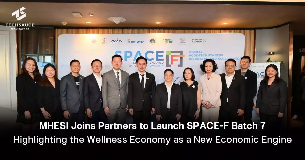 Diverse group of entrepreneurs presenting food innovation technology at SPACE-F Thailand startup accelerator launch event