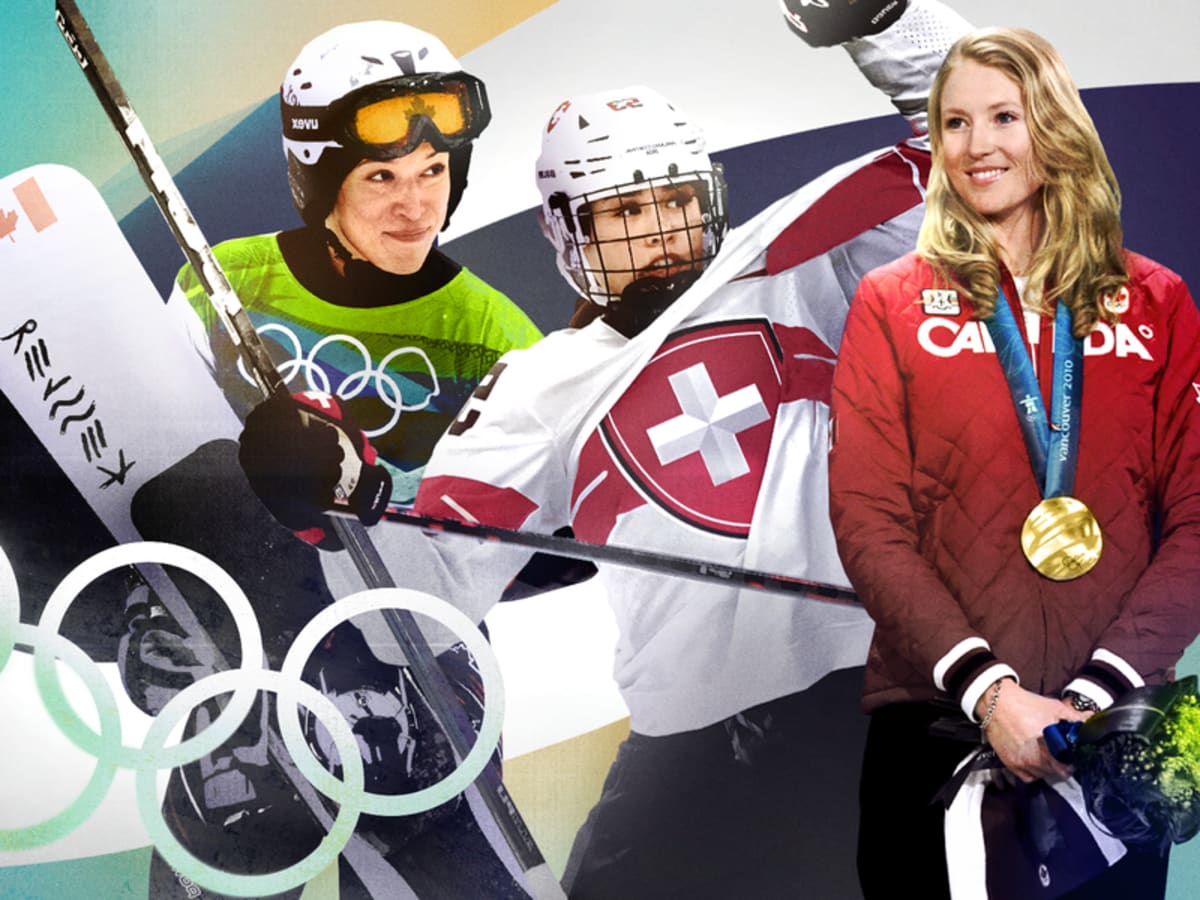 ** Snowboarder Alexa Loo carving down snowy mountain slope during Olympic competition