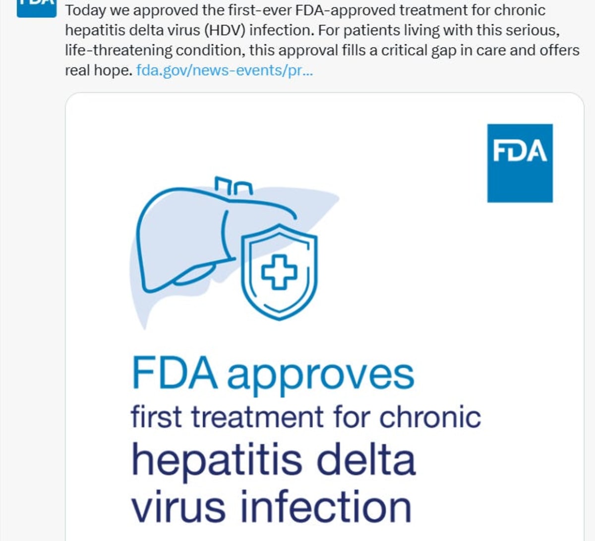 FDA Approves First-Ever Treatment for Hepatitis Delta