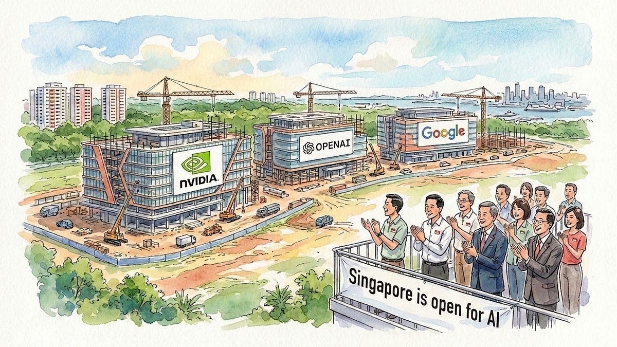 Singapore skyline with modern skyscrapers representing the nation's technology and artificial intelligence ambitions
