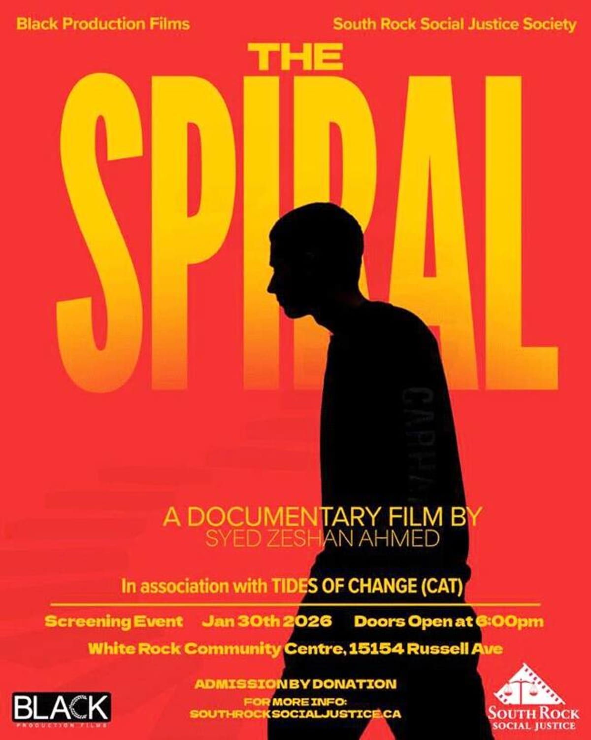 Movie poster for The Spiral showing person walking up spiral staircase toward light
